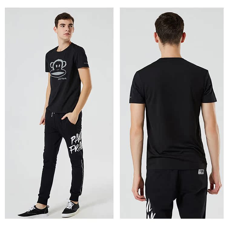 Paul Frank miệng to mùa hè cổ tròn thể thao áo thun ngắn tay nam triều Hàn phiên bản nửa tay áo trẻ trung cotton lỏng - Áo phông thể thao áo ba lỗ nữ the thao
