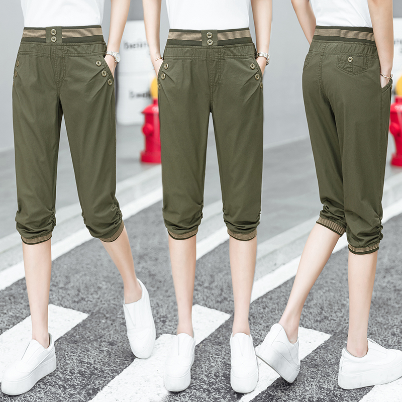 Pure Cotton Casual Pants for Women, New Summer Style, Cropped Pants, Breeches, Mid-Length Pants, Cargo Pants, Harem Pants, Six-Point Pants, Shorts