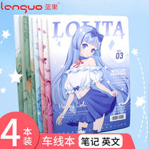 Blue Fruit Car Line Notebook B5 Cute Stitches Ben Student Brief Soft Face Transcript Notepad Thickened b5 English