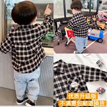 Boys autumn clothes 2021 new childlike wave handsome shirt suit plaid long sleeves can be worn in trendy pure cotton