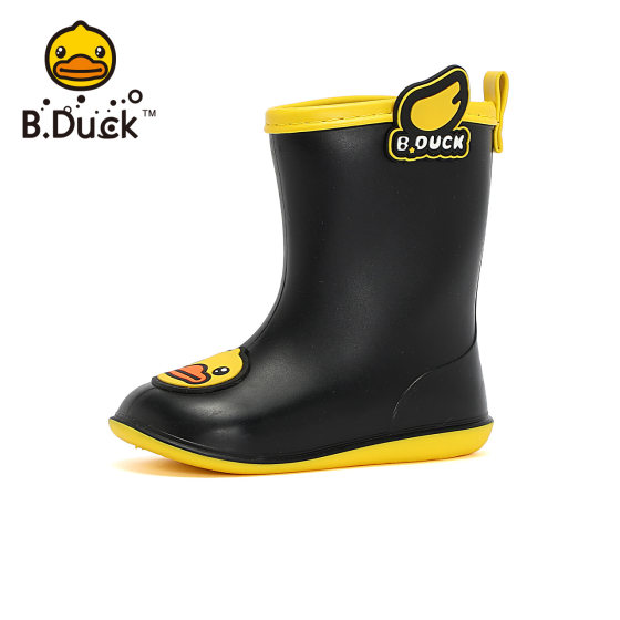 B.Duck little yellow duck children's shoes children's rain boots non-slip waterproof rain boots boys and girls baby water shoes primary school students fashion