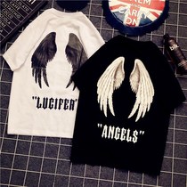 2019 summer make wings round neck letters pure cotton loose all-match short-sleeved T-shirt womens half-sleeved top couple tide