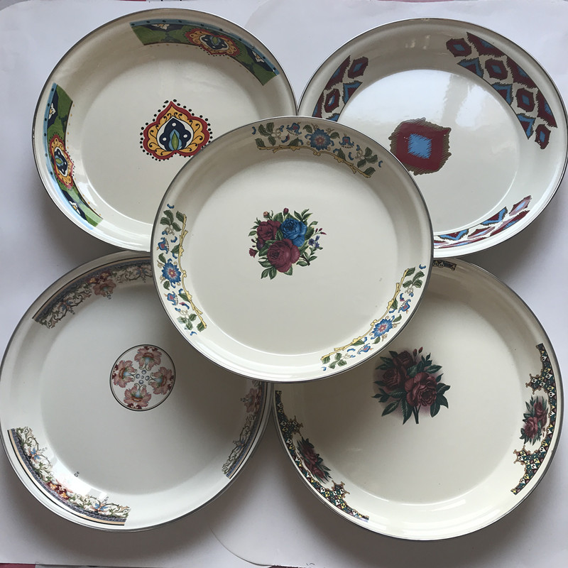 Xinjiang Featured Restaurant Enamel Pan Tableware Supplies Large Pan Chicken Dishes Hotel Barbecue Catch Pan-Taobao