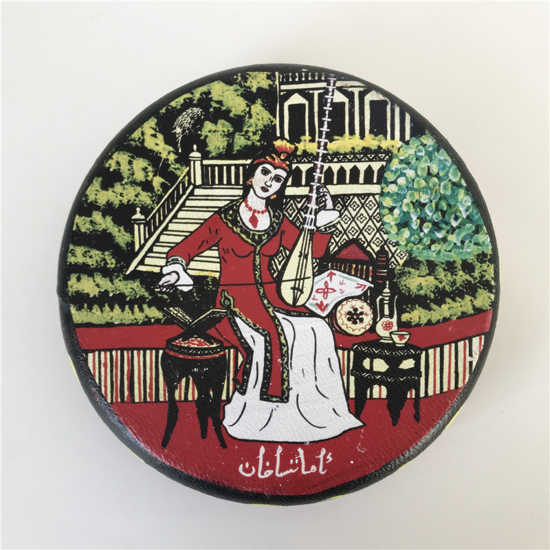 Xinjiang Customs Bull Leather Hand-painted Painted Hand Drum Folk Musical Instruments Stage Props Restaurant Decoration Bull Peel Drum-Taobao