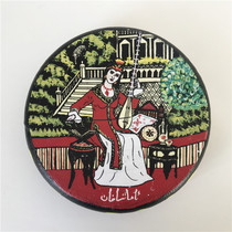 Xinjiang Customs Cow Leather Hand-painted Painted Hand Drum Folk Musical Instruments Stage Props Restaurant Decoration Furnishing and Bull Leather Drum