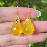 Серьги из воскового агата, высококлассная ретро универсальная сумка, серебро 925 пробы, городской стиль