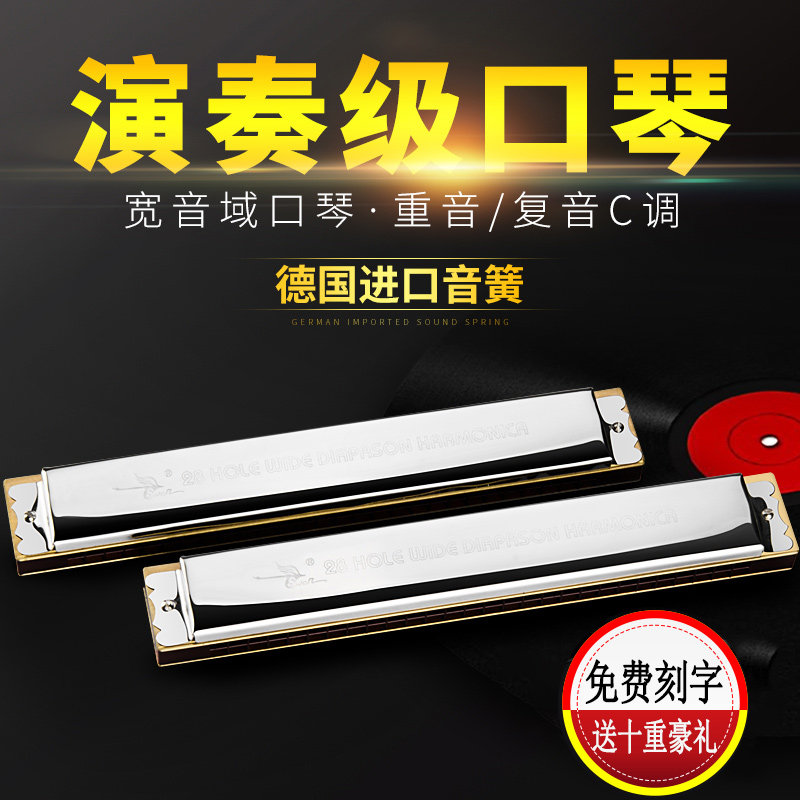 Swan Harmonica Beginner Beginner Student Adult Children 24 Holes Professional Playing Stage Comeback C entry Self-learning instrument