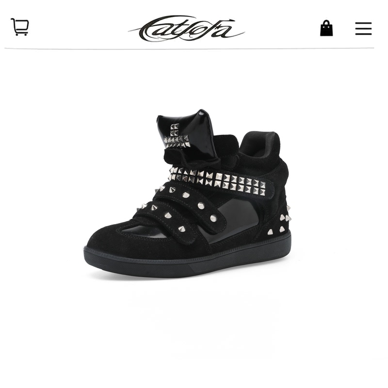 Cat and Sofa Catsofa/Black Rivet Velcro Hidden Height-Increasing Shoes Dark Punk Style Casual Sneakers Cat and Sofa Catsofa/Black Rivet Velcro Hidden Height-Increasing Shoes Dark Punk Style Casual Sneakers