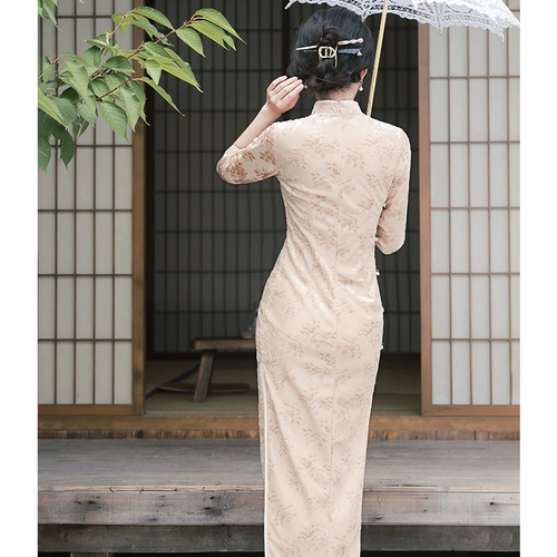 Ципао, ретро винтажное платье, легкий демисезонный лонгслив, осеннее, 2024 года