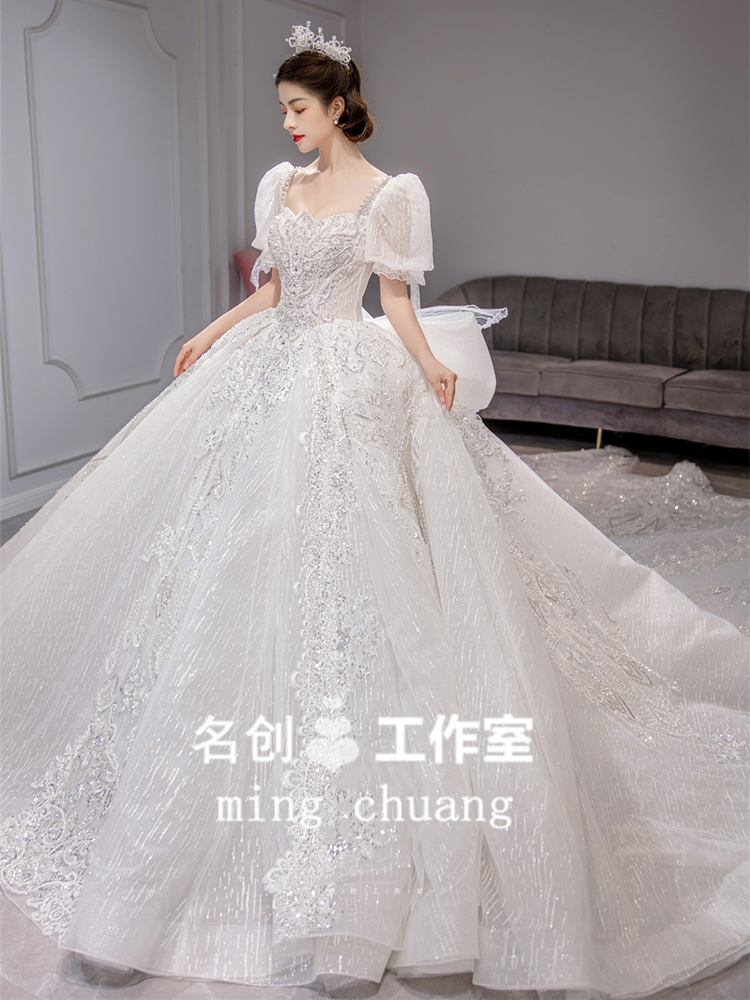 Light wedding dress 2021 bride's new main wedding dress big tail high quality Light wedding dress 2021 bride's new main wedding dress big tail high quality