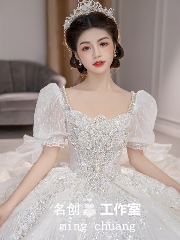 Light wedding dress 2021 bride's new main wedding dress big tail high quality Light wedding dress 2021 bride's new main wedding dress big tail high quality