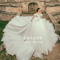 Main wedding dress 2021 new bride high-end luxury court French retro super fairy dream princess simple atmosphere