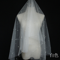 2021 Korean new bride short beaded pearl veil wedding headdress pearl small veil photography accessories