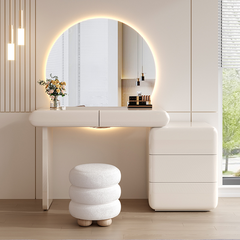 Painted Dressing Table, Solid Wood, Minimalist Cream Style, Bedroom 2026 New Model, Light Luxury, High-End Feel, Makeup Table and Drawer Cabinet Integrated Painted Dressing Table, Solid Wood, Minimalist Cream Style, Bedroom 2026 New Model, Light Luxury, High-End Feel, Makeup Table and Drawer Cabinet Integrated