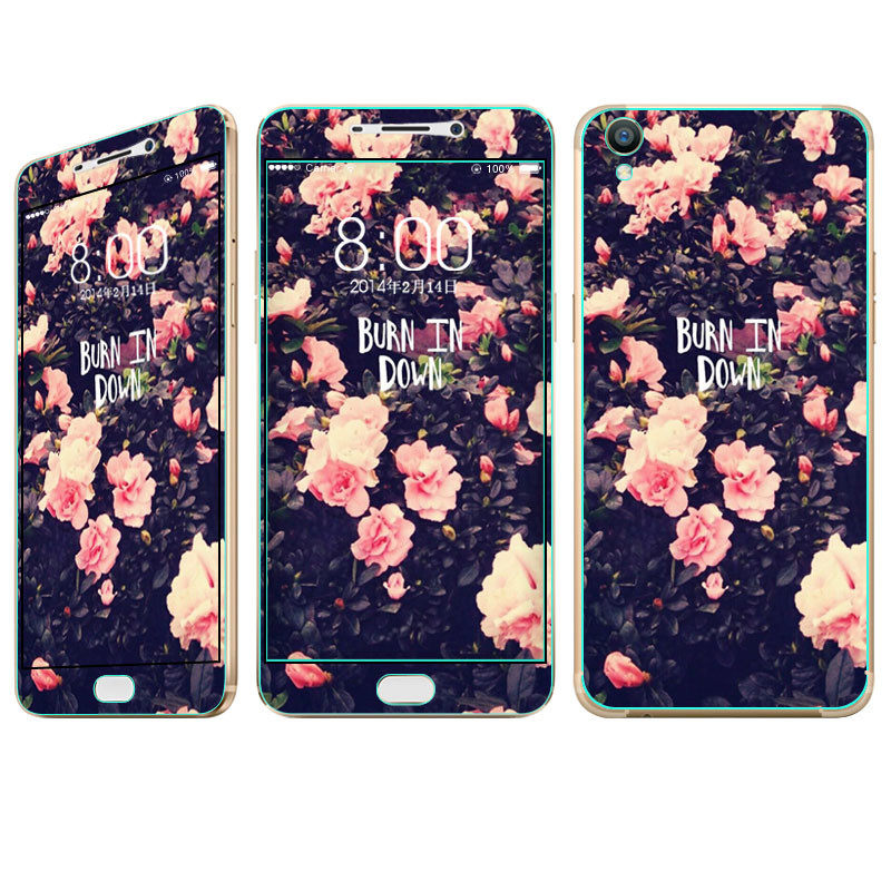 爱国者 oppoR9m钢化膜玻璃彩膜R9tm全屏前后