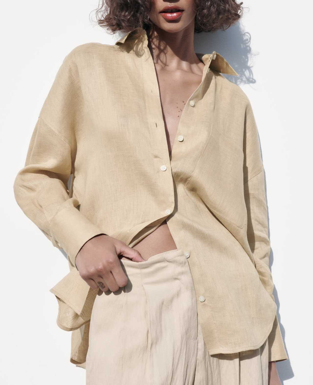 315g Weight Long Sleeve Sleeve Length Single Breasted Placket Type Regular Sleeve Sleeve Type Cotton and Linen Fabric Type Long Top Length Blouse Tops Type Daily Occasion Shirt Collar Neckline Loose Fit Type Solid Color Pattern Summer, Spring Season Women's Gender Casual Style Wholesale Women's Casual Solid Color Long Sleeve Blouses 12