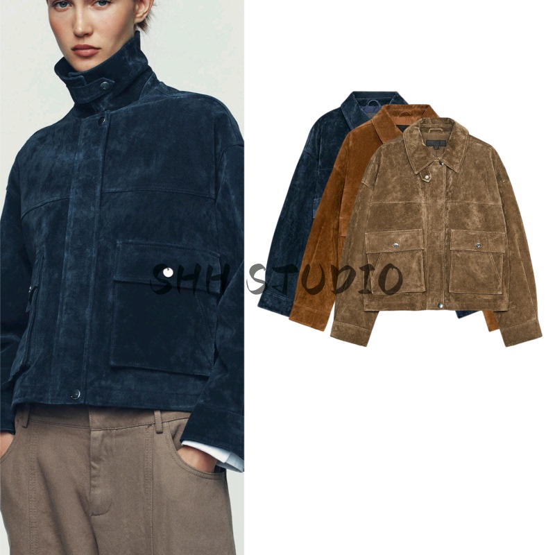 New Winter Women's Clothing, Minimalist Style, Flip-Collar, Long-Sleeved, Zippered Bomber Jacket, 8073253