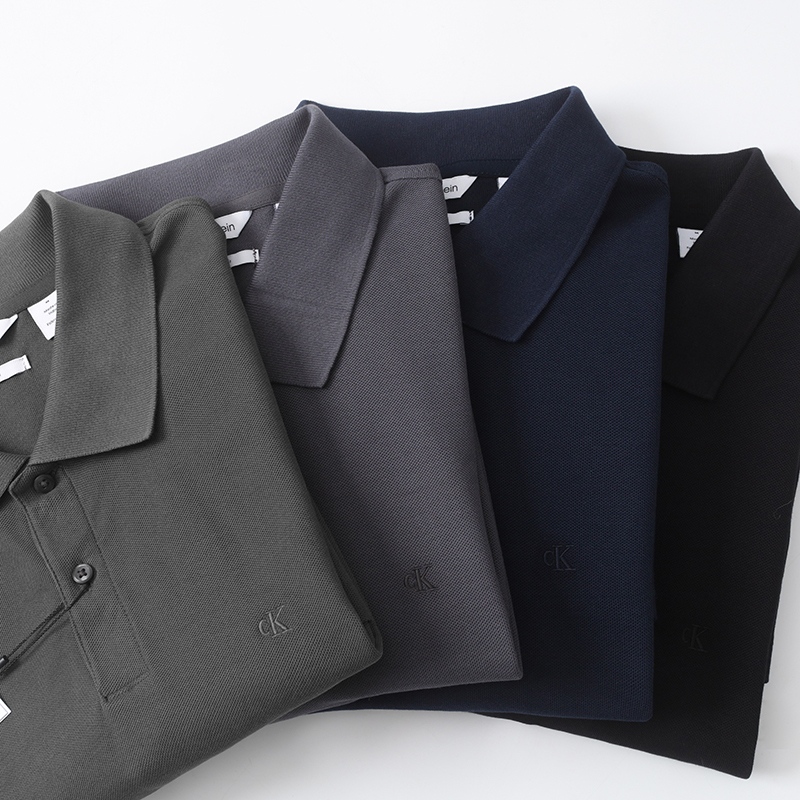 Special Clearance Calvin Klein Lapel Solid Color Polo Shirt Men's Business Casual Ck Short-Sleeved Summer T-Shirt