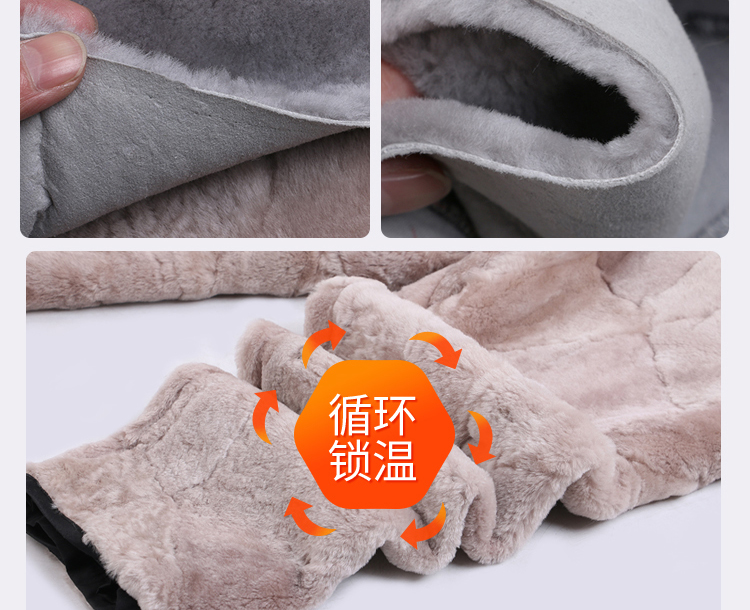 Mùa thu và mùa đông quần len trung niên nam cộng với phân bón tăng da ấm lông một quần da cừu quần eo cao quần tây áo sơ mi