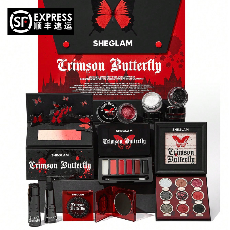 Палетка Crimson Butterfly (SHEGLAM) — 9 оттенков теней, кремовые тени, набор для губ и щек