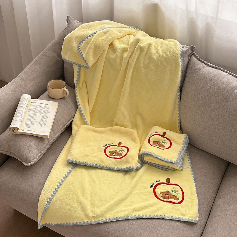 Three-Piece Bath Towel Set, a Great Item for Student Dormitories, 2026 New Model for Women, Non-Cotton, Pure Cotton, Absorbent, Non-Shedding, Adult Wrap Towel