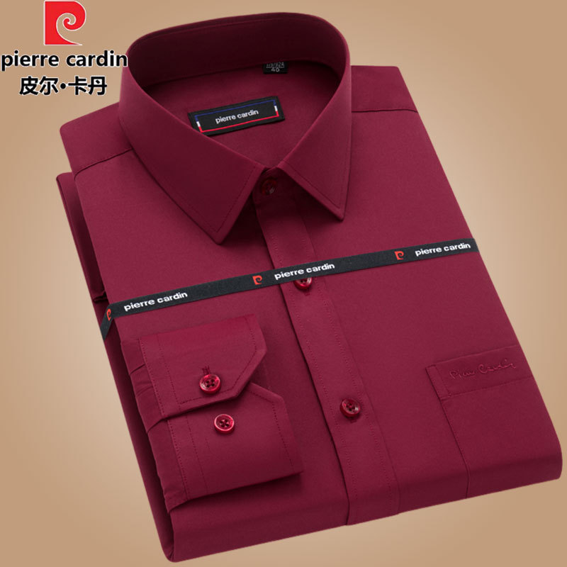 Pierre Cardin's Zodiac Year Burgundy Shirt for Men, Long-Sleeved, Spring and Autumn, Middle-Aged Dad's Wedding Banquet Outfit, Wedding Shirt Pierre Cardin's Zodiac Year Burgundy Shirt for Men, Long-Sleeved, Spring and Autumn, Middle-Aged Dad's Wedding Banquet Outfit, Wedding Shirt