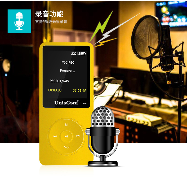 máy nghe nhạc mp4 samsung UnisCom Violet Sports MP3 Music Player mp4 Mini Walkman Sinh viên có đầu ghi thẻ màn hình máy nghe nhạc mp3 mini