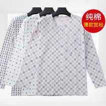 Spring and summer thin mens middle-aged and elderly cotton open autumn clothes father clothes pair-top home clothes air-conditioned shirt