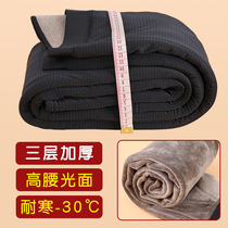 Mens warm pants men plus velvet three layers of thick slippery high waist knee pads cotton pants winter wool pants velvet pants