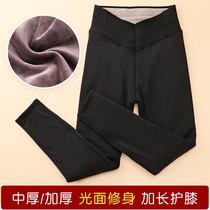  Glossy cotton pants womens winter plus velvet thickened northeast thickened can be worn outside warm pants slim-fitting knee pads high waist wear inside