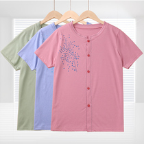 2020 new summer size middle-aged and elderly mother womens short sleeve buckle cardigan outer half sleeve bottoming T-shirt