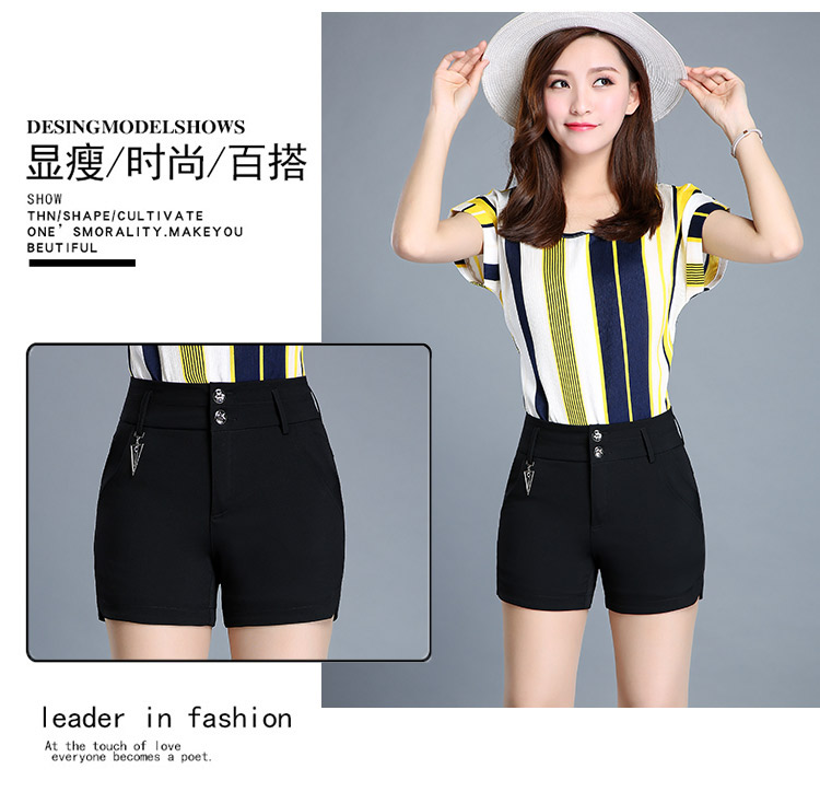 Mùa xuân mẫu cao eo XL thun thun nữ mỏng trung niên phù hợp với quần short giản dị chia bên ngoài mặc quần mẹ thời trang nữ đẹp