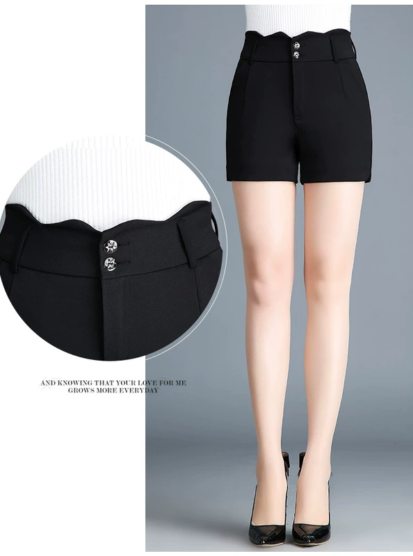 Mùa thu eo cao kích thước lớn co giãn lỏng sen mỏng lá sen trung niên phù hợp với quần short mở quần mẹ quần đùi nữ đẹp