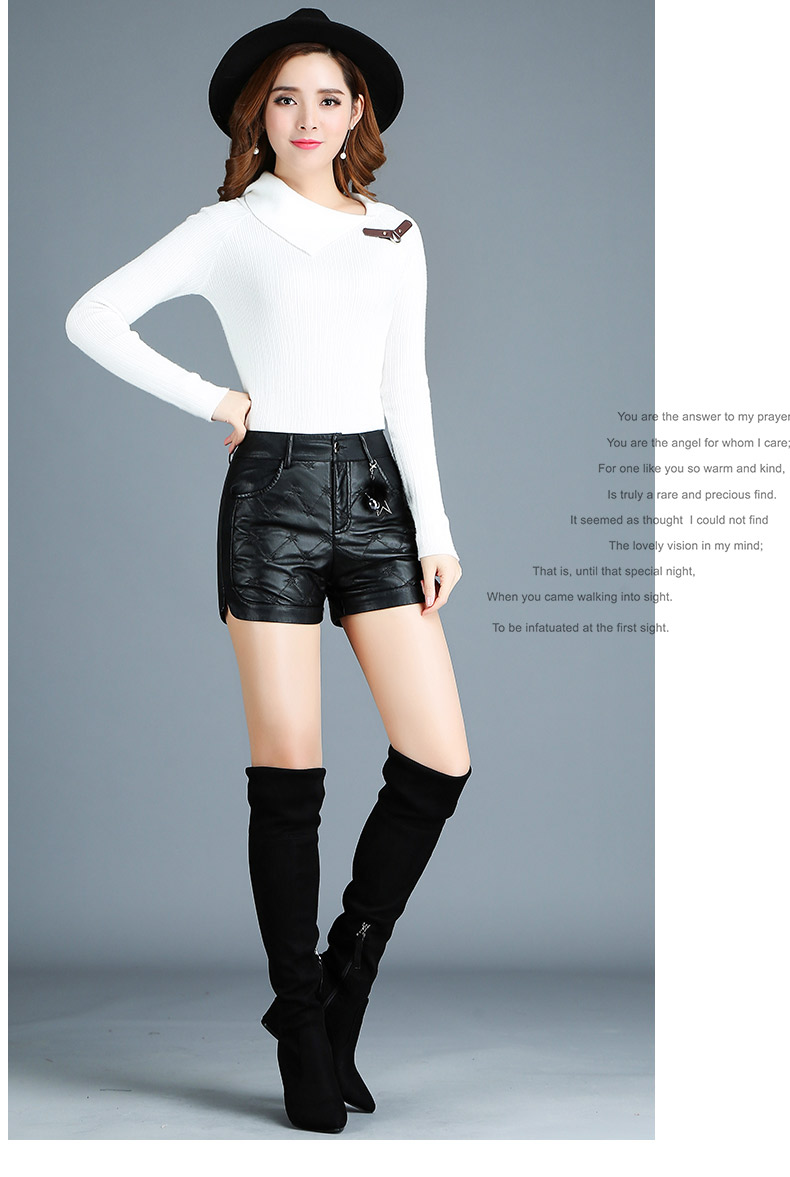 Mùa thu và mùa đông dày eo cao mở rộng quần lửng bằng da PU Quần short phụ nữ trung niên mặc quần ống loe quần mẹ shop thời trang nữ