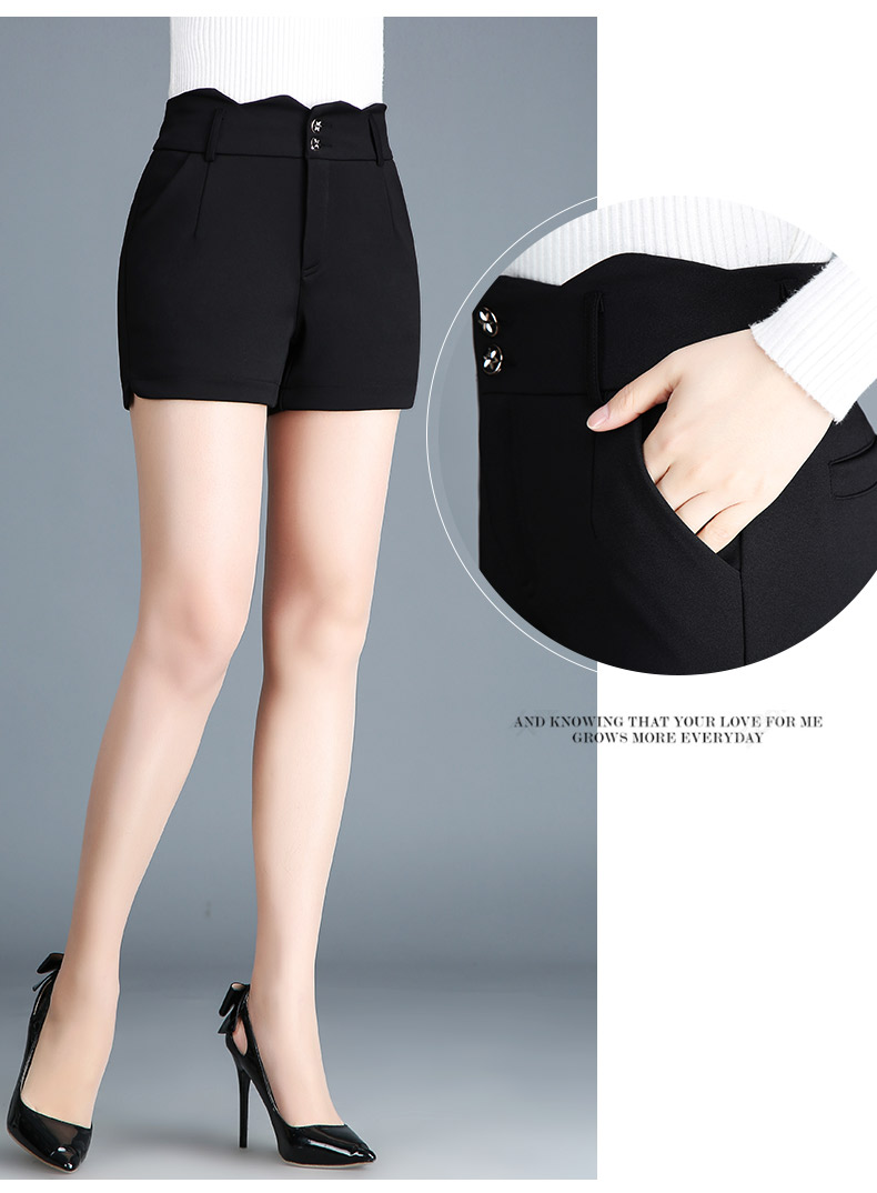 Mùa thu eo cao kích thước lớn co giãn lỏng sen mỏng lá sen trung niên phù hợp với quần short mở quần mẹ quần short kaki nữ lưng thun