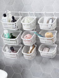 Hollow wall hanging storage basket plastic small hanging basket kitchen snack basket bathroom bath basket storage basket