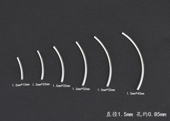 S925 스털링 실버 DIY 쥬얼리 액세서리 광택 실버 튜브 팔찌 팔꿈치 일반 실버 튜브 수제 구슬 소재
