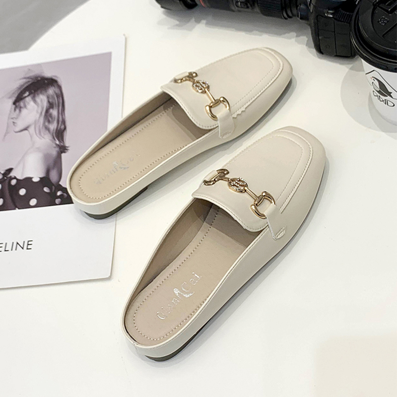 Women's Summer Slip-On Mules with Square Toe, Flat Sole, and Leather Upper, New Model for 2026
