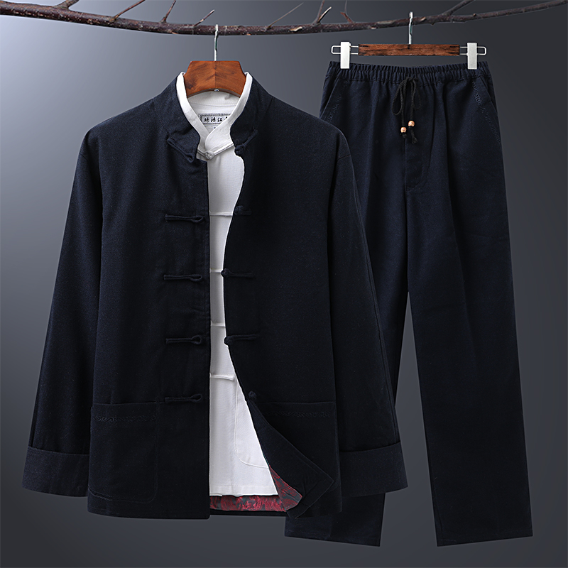 Mao, Tang Costume Men's Old Age Dad Loaded China Wind Two Sets Spring Autumn Grandpa 70 Year Old Man Clothes Zhongshan Clothing