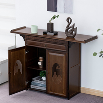 Entrance table New Chinese style Old Nanzhu Zen style Walnut color Modern end view table Wall cabinet case Several supply tables with doors