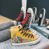 Đôi vợ chồng mùa hè ulzzang phong cách Harajuku nam và nữ giày vải cao vẽ tay hoạt hình graffiti giày skate in - Plimsolls giày thể thao nam cao cấp Plimsolls