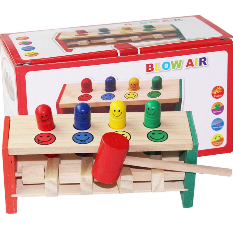 Baby early education puzzle hit flying man wooden hammer toy children beat baby enlightenment hammer hammer music 1-5 years old 3