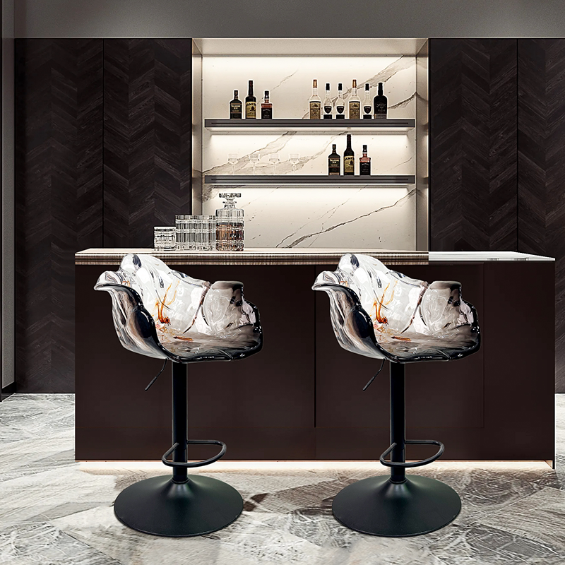 Light Luxury Petal Transparent Chairedra Chair Can Lift and Rotate High-End Restaurant Home Office Bar Bar Chair Light Luxury Petal Transparent Chairedra Chair Can Lift and Rotate High-End Restaurant Home Office Bar Bar Chair