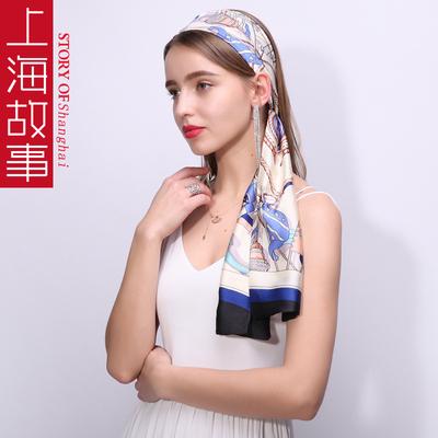 上海故事细窄长条小丝巾女搭西装春秋搭上衣领巾防晒颈椎颈带韩版