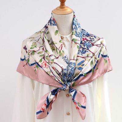 上海故事防晒脖子丝巾女大方巾90x90仿围巾真丝苏州送礼妈妈春夏