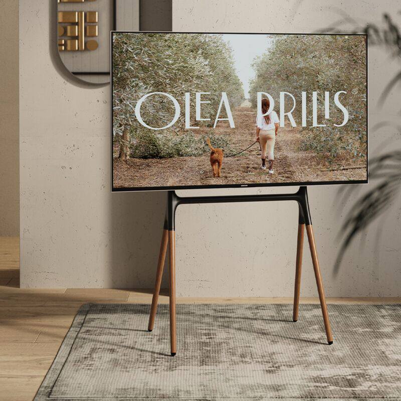 Brateck TV floor bracket solid wood art bracket mobile vertical hanging rack high-end hotel clubhouse 55 65-Taobao