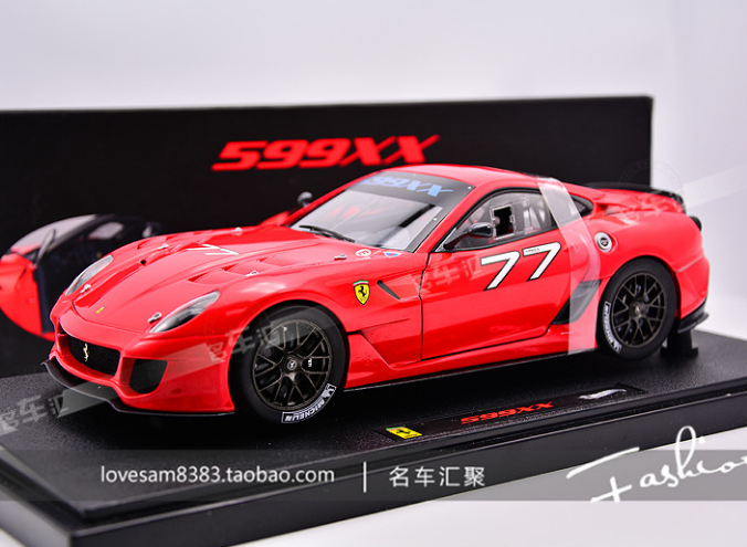 Hot Wheels 1:18 Ferrari 599XX 77# ELITE (hardcover edition) red limited edition car model