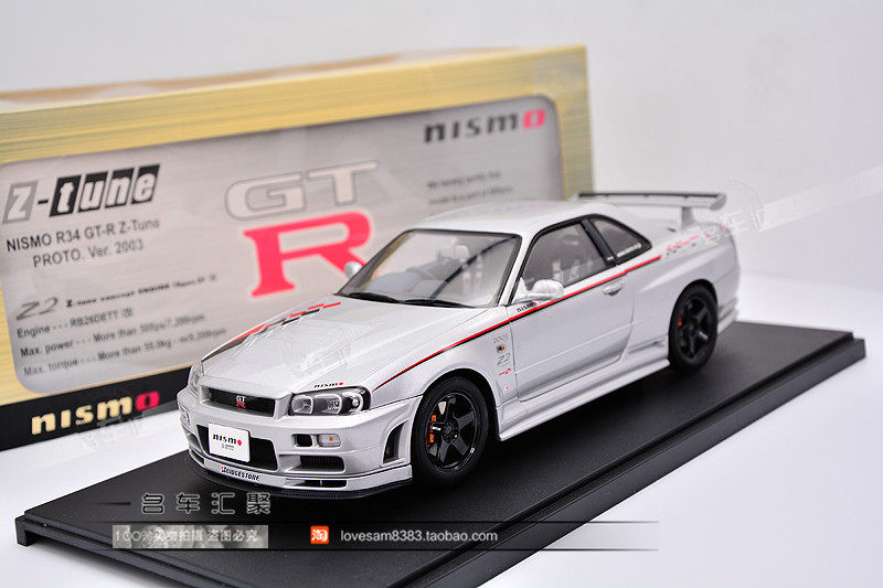 Original factory 1:18 suitable for Nissan R34 Nismo Z-Tune Ver 2003 Alto OEM car model