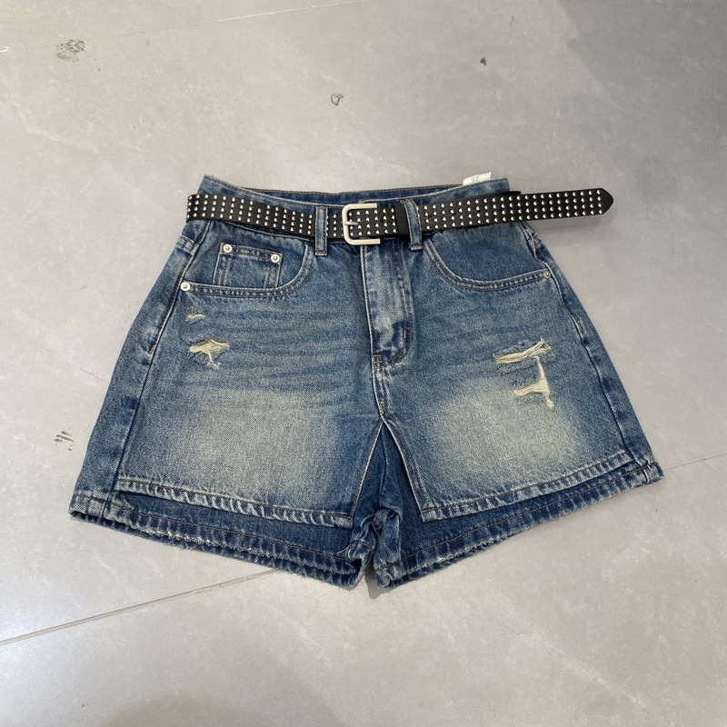 Four Seasons Green Jeans 2026 Summer New Thin High-Waisted Slimming Korean Style Blue Straight Denim Skirt Pants for Women
