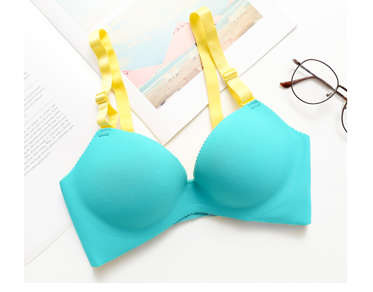 Kẹo màu liền mạch một mảnh loại vòng thép nửa cup cô gái áo ngực tập hợp sexy nhỏ áo ngực sinh viên đồ lót mỏng